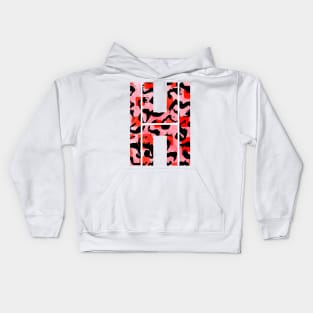 Abstract Letter H Watercolour Leopard Print Alphabet Red Kids Hoodie